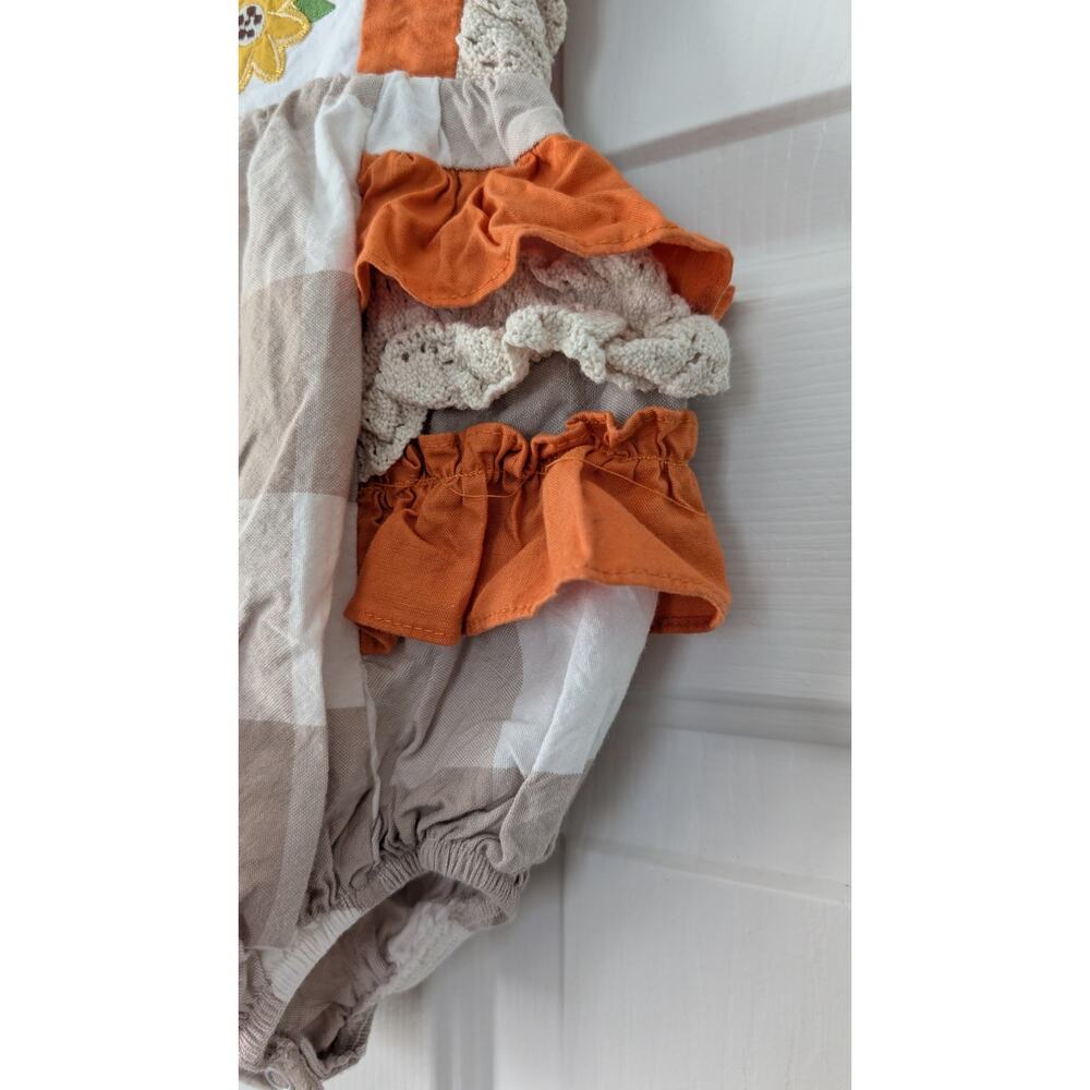 Darling Mae by Ricrac & Ruffles Embroidered Pumpkin Romper - Picture 3 of 7